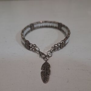 Silver Feather Charm Bracelet